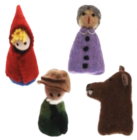 PAPOOSE - felt finger puppets gift boxed set, red riding hood